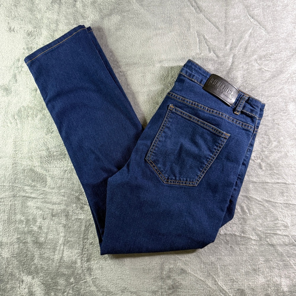 Blu Rock‎ Denim Jeans Slim Fit Dark Wash Casual Pants Mens 34x30
